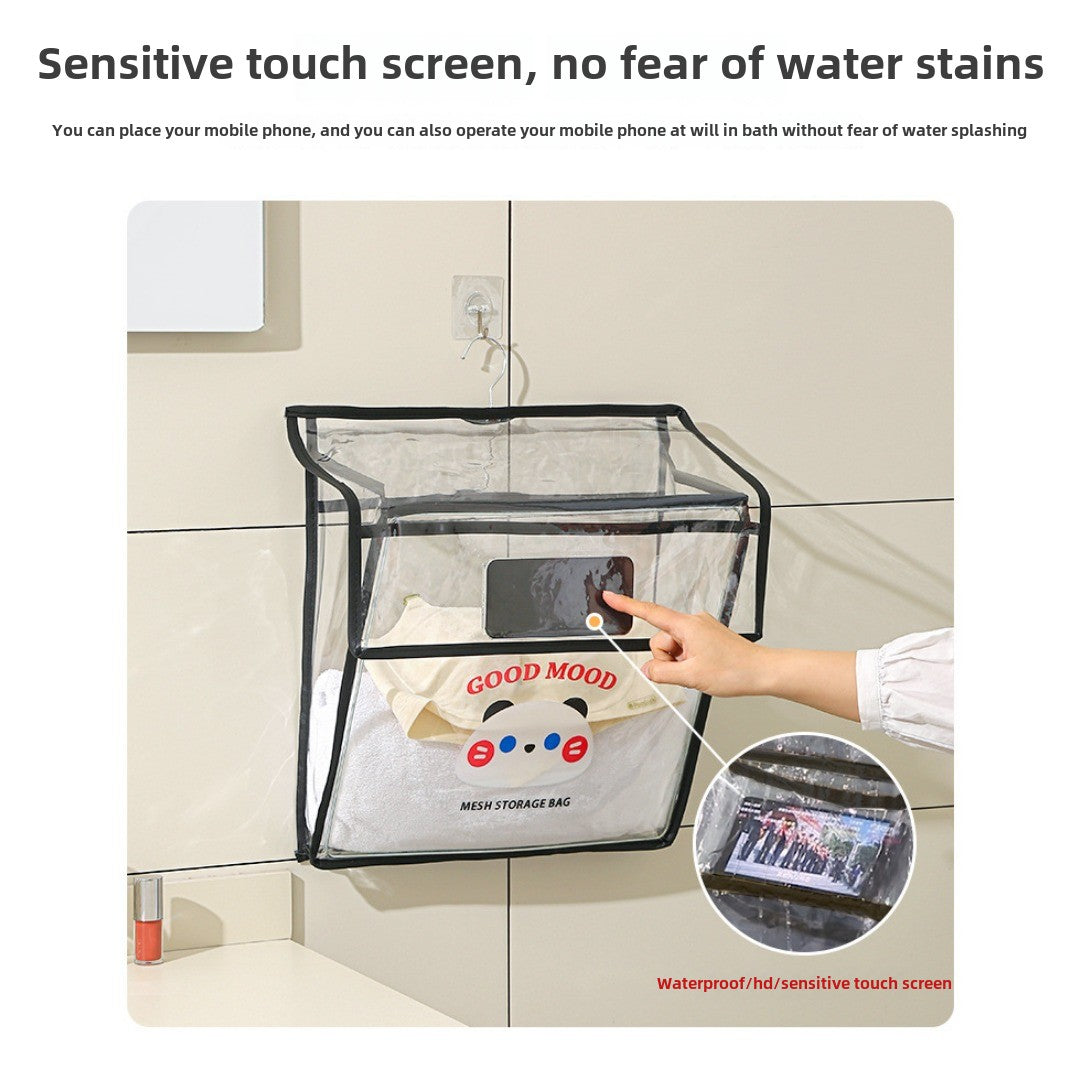 Bathroom transparent storage bag, put clothes toilet storage bag, transparent PVC large-capacity wall-mounted waterproof bathroom hanging bag