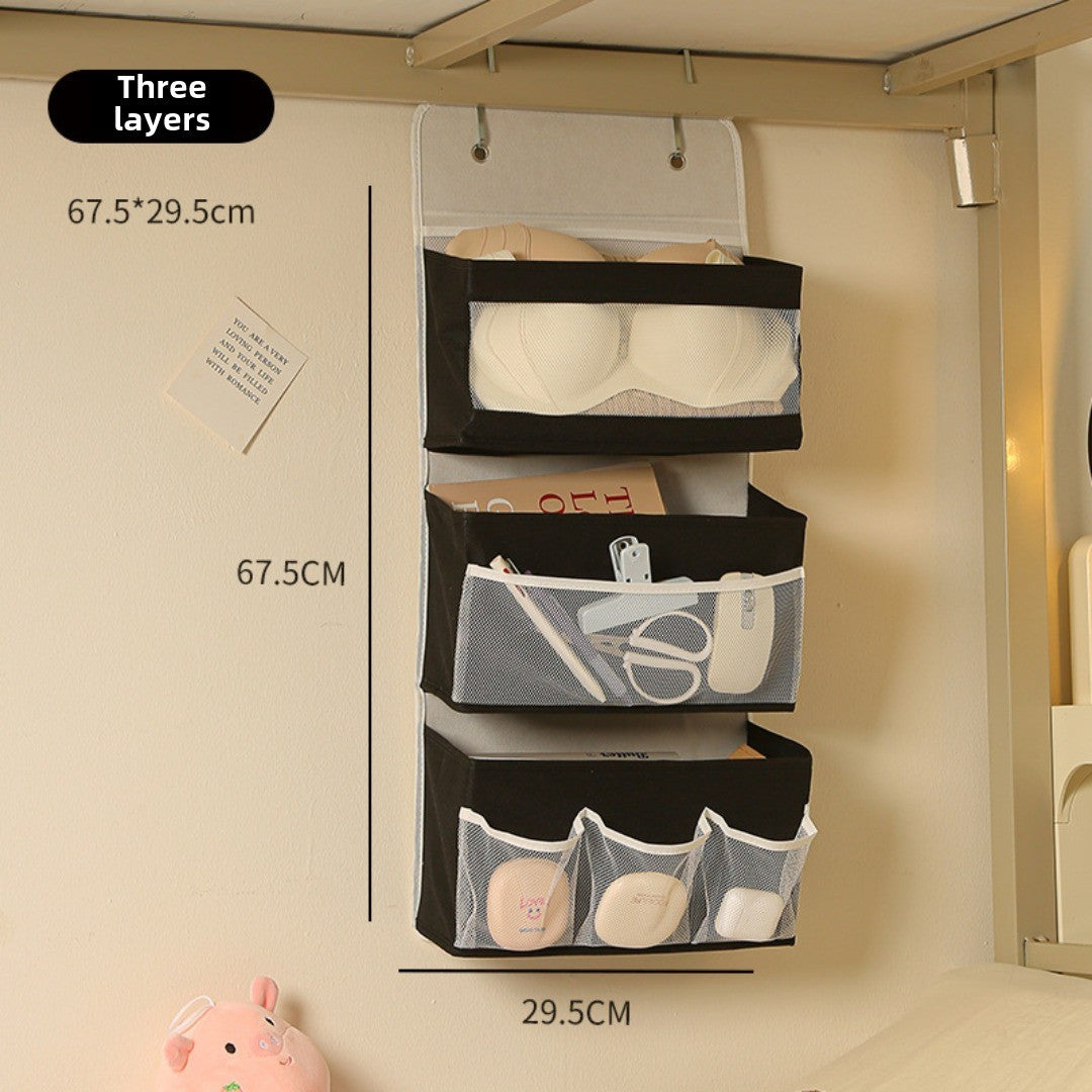 Dormitory multi-layer visual storage hanging bag foldable large-capacity item shelf wall-mounted layered hanging bag