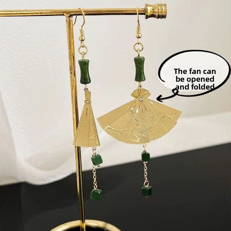 Bamboo Fan Tassel Earrings