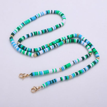 Turquoise Face Mask Chain, Blue White Ocean Inspired Face Mask Holder Beaded Chain Necklace Turquoise Face Mask Holder Chain, FMHC-24.0-16