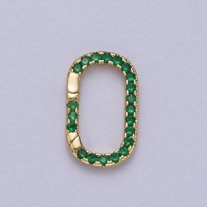 Turquoise, Green CZ Micro Paved 17mm Oblong Spring Gate Supply PULL Gate Ring Clasp | Z-039 Z-040