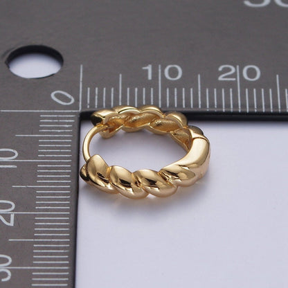 Twisted Bamboo Textured Simple Gold Huggie Small Hoop Earring AD-486