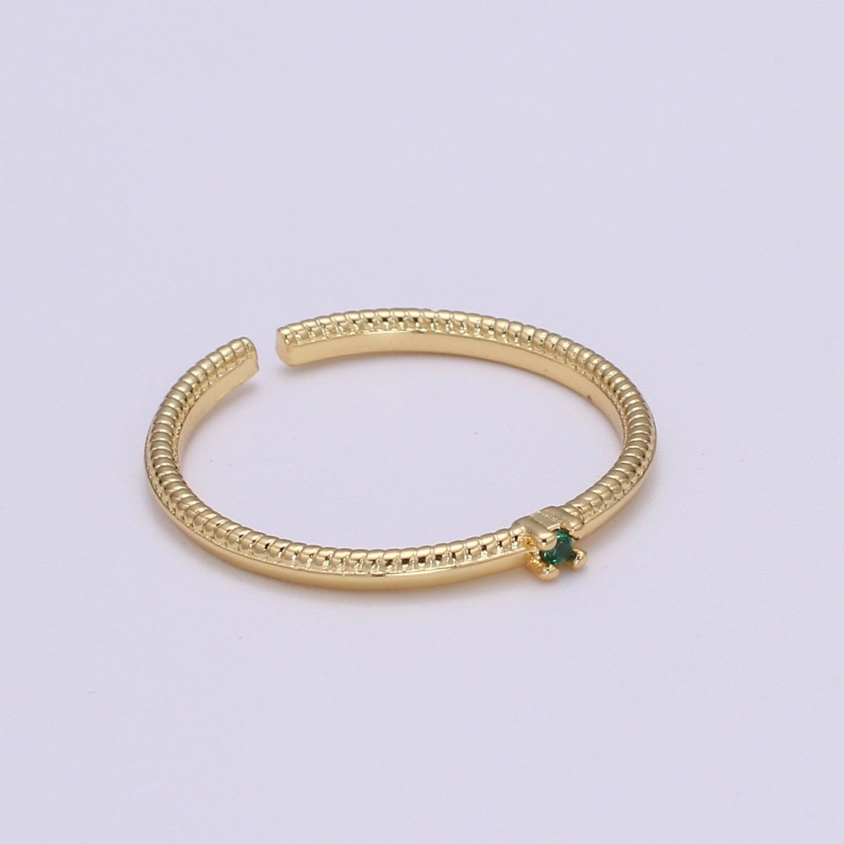 Twisted Band Ring - 24K Gold Minimalist Ring - Stackable Ring - Gold Cz Ring Layering - Stacking Ring Birthstone Jewelry size 6.5 O-281 O-282