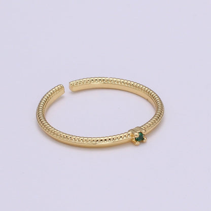 Twisted Band Ring - 24K Gold Minimalist Ring - Stackable Ring - Gold Cz Ring Layering - Stacking Ring Birthstone Jewelry size 6.5 O-281 O-282