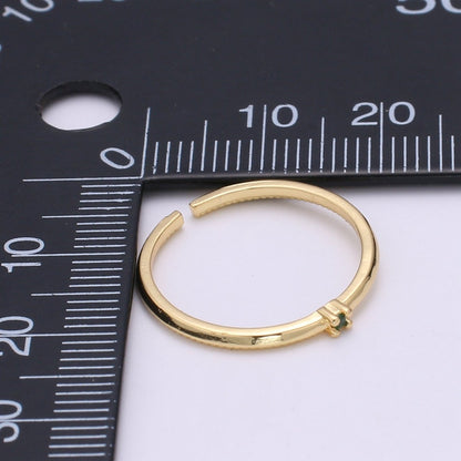 Twisted Band Ring - 24K Gold Minimalist Ring - Stackable Ring - Gold Cz Ring Layering - Stacking Ring Birthstone Jewelry size 6.5 O-281 O-282