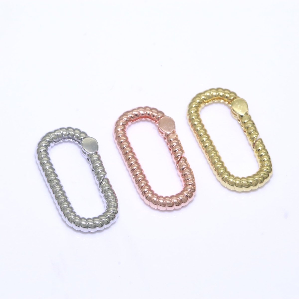 Twisted Gold Spring Gate Ring, 18.8 mm Marine Rope Push Gate ring, Charm Holder Clasp for Connector Bracelet End Clasp Rose Gold Silver L-451~L-453