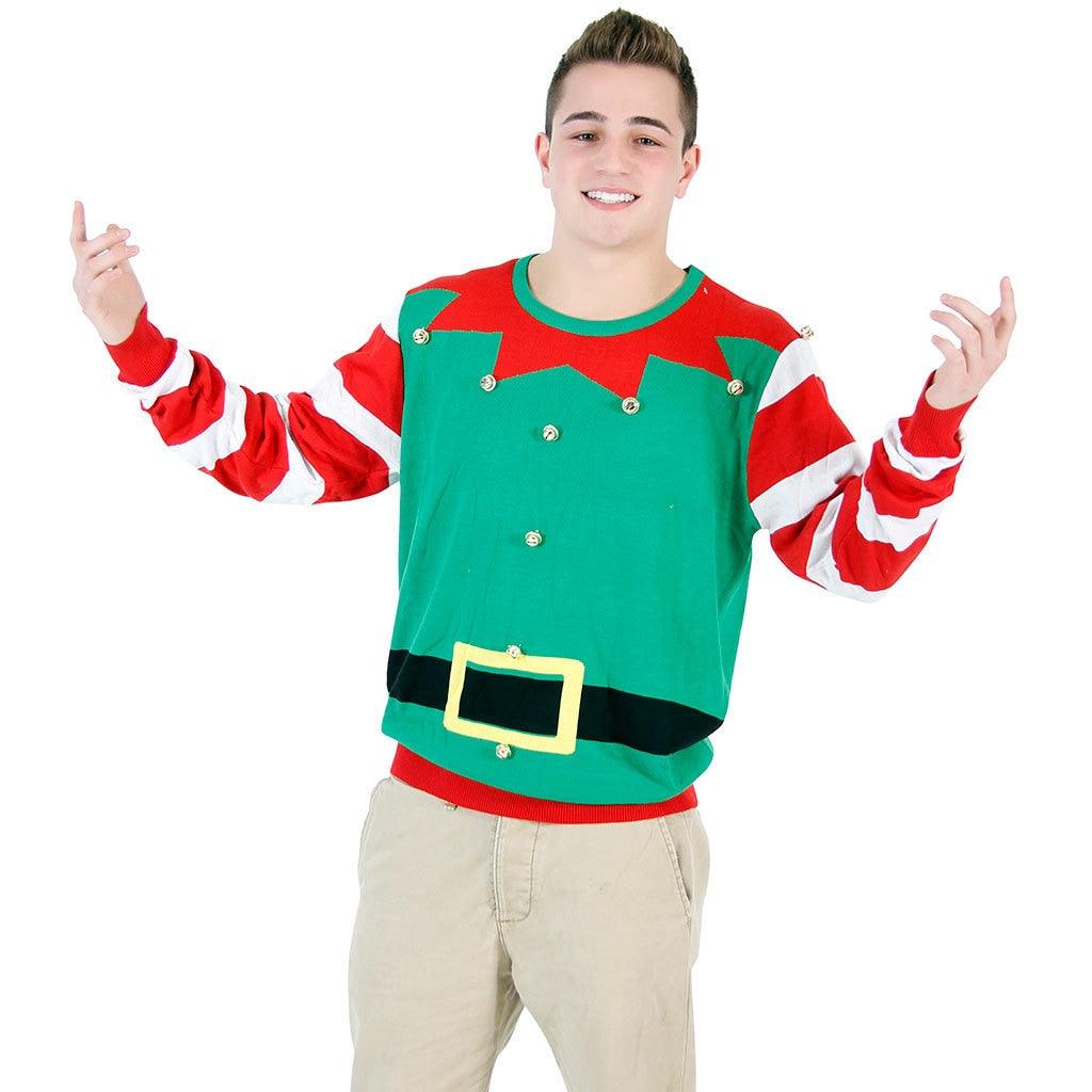 Ugly Christmas Sweater Elf with Bells