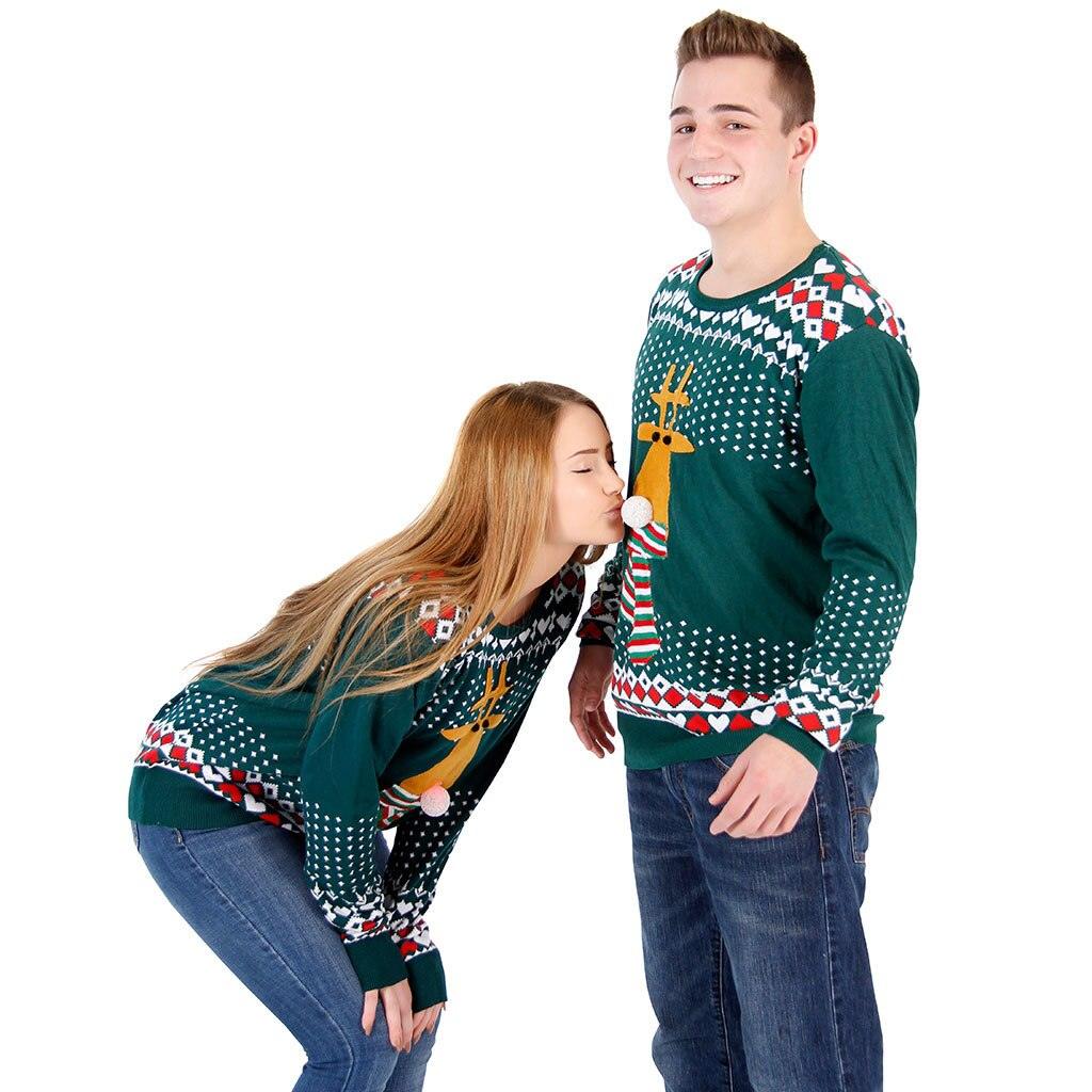 Ugly Christmas Sweater Flashing Nose Reindeer Sweater