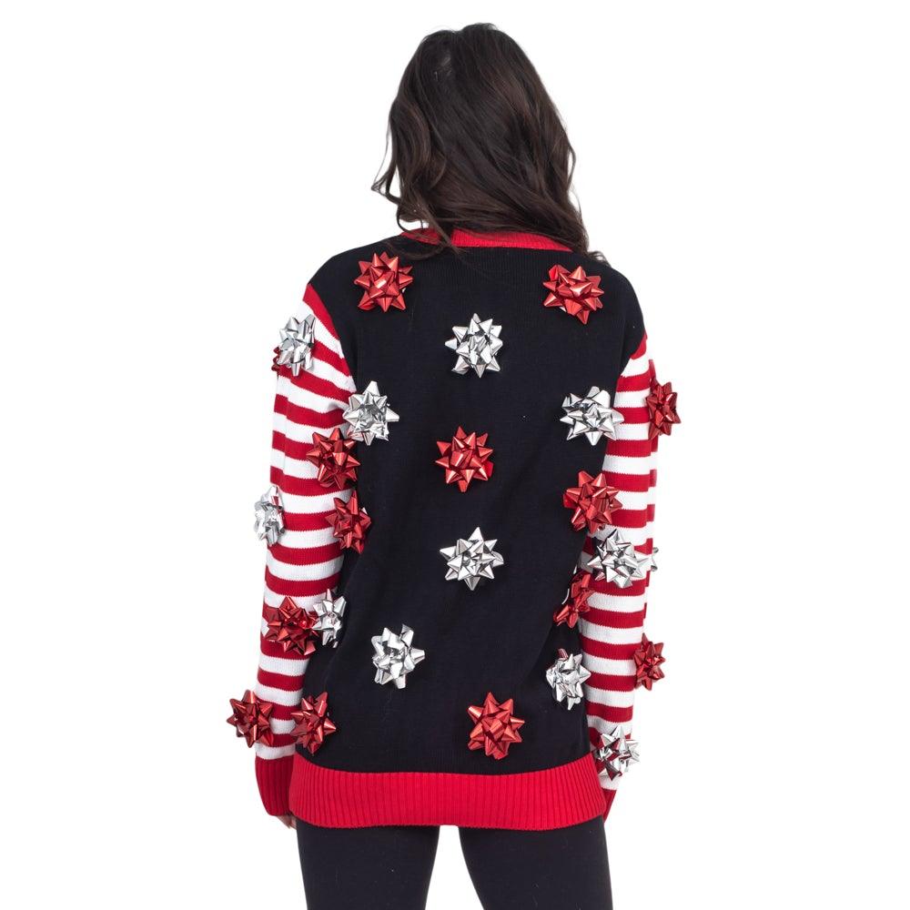 Ugly Christmas Sweater Gift Wrapping Bow Unisex Cardigan