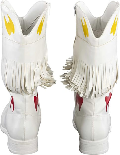 Ultimate Wrestler Warrior White Replica Halloween Cosplay Costume Boots