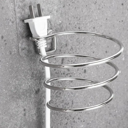 Unique Designed Hair Dryer Holder Blower Organizer Adhesive Wall Mounted Nail Free No Drilling Stainless Steel Stand Tool For Bathroom Bedroom