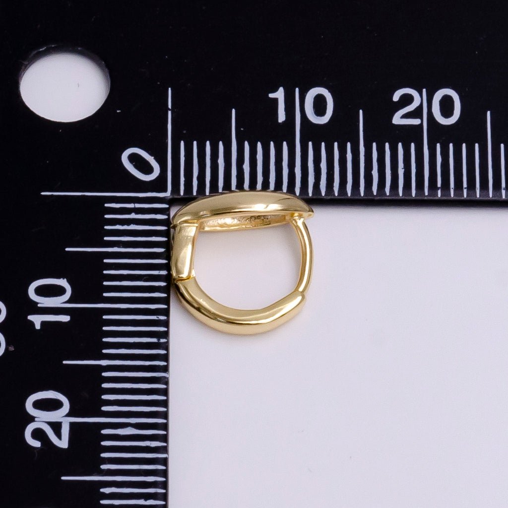 Unique Oval Huggie Earring in Gold Silver 11mm Hoop Earring AE-779