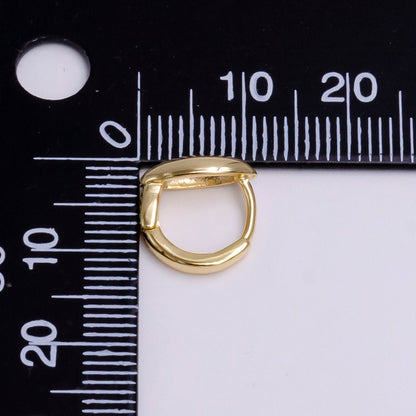 Unique Oval Huggie Earring in Gold Silver 11mm Hoop Earring AE-779