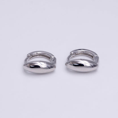 Unique Oval Huggie Earring in Gold Silver 11mm Hoop Earring AE-779