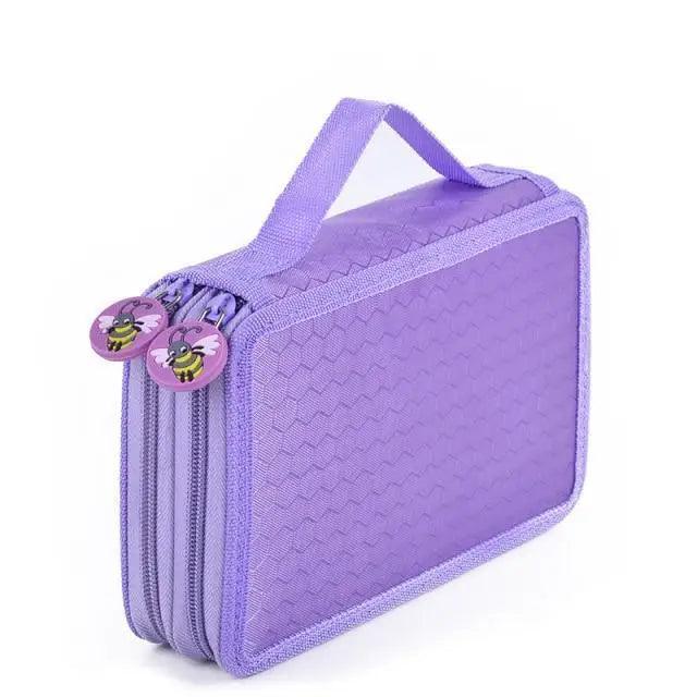 Unique Purple Cute Big 36/48/72 Holes Stationery Students Pencil Case High Quality Large Capacity Pencil Box