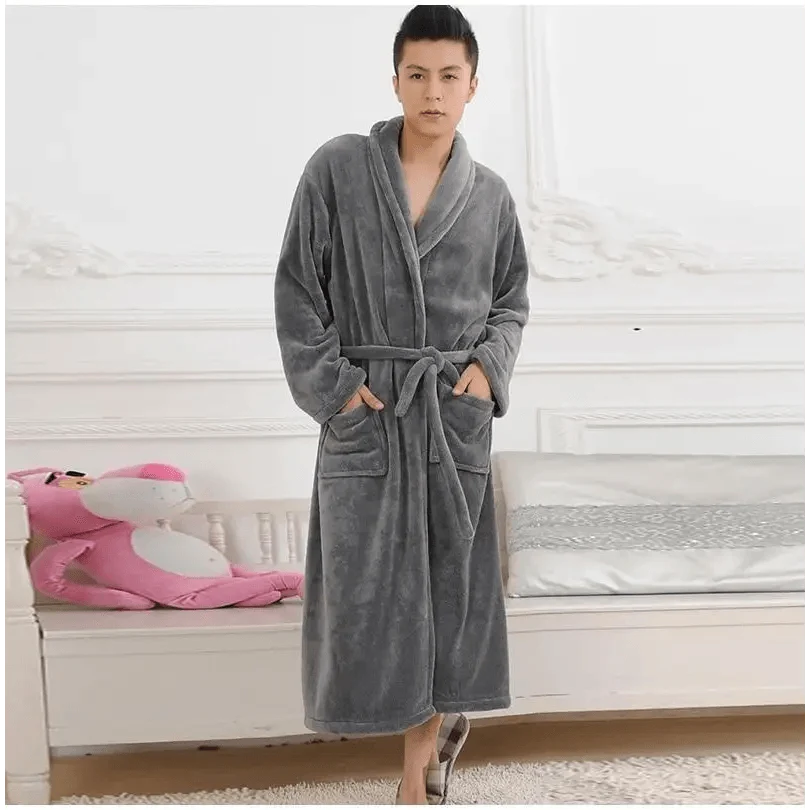 Unisex Comfortable Fleece Soft Bathrobes Elegant Sleepwear For Men And Women Winter Indoor Warm Bathrobe