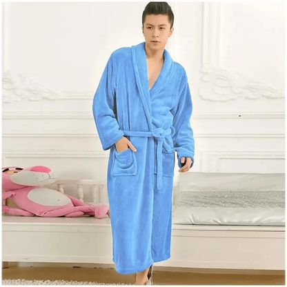 Unisex Comfortable Fleece Soft Bathrobes Elegant Sleepwear For Men And Women Winter Indoor Warm Bathrobe