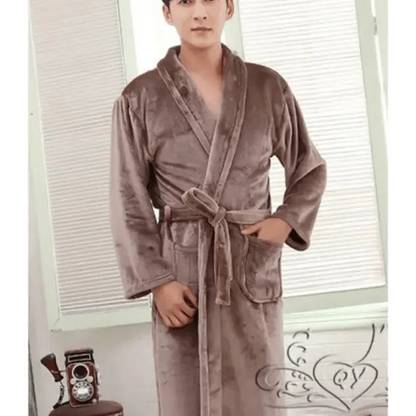 Unisex Comfortable Fleece Soft Bathrobes Elegant Sleepwear For Men And Women Winter Indoor Warm Bathrobe