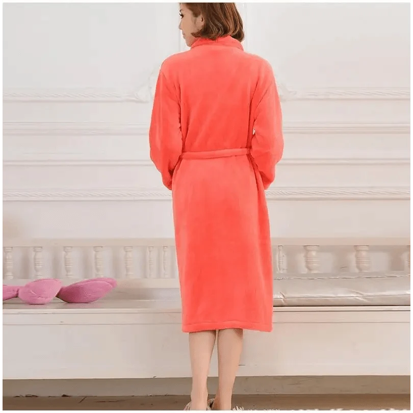 Unisex Comfortable Fleece Soft Bathrobes Elegant Sleepwear For Men And Women Winter Indoor Warm Bathrobe