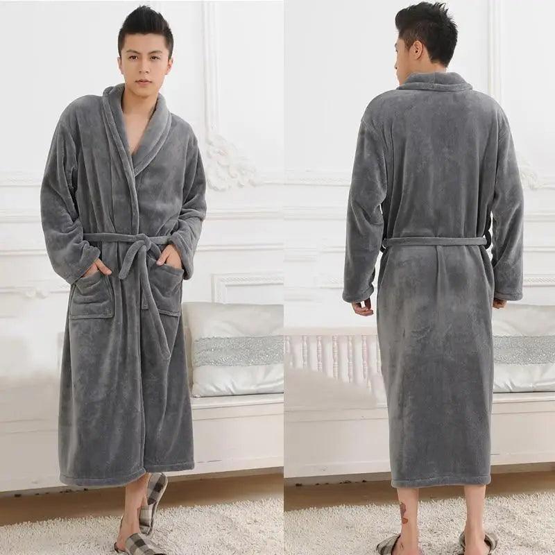 Unisex Comfortable Fleece Soft Bathrobes Elegant Sleepwear For Men And Women Winter Indoor Warm Bathrobe