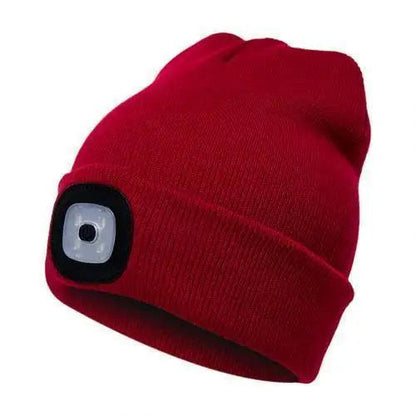 Unisex Fashion LED Light Knitted Hat For Men Women Trendy Elastic Beanie Cap Headlamp Winter Knit Lighted Headlight Headlamp Cap