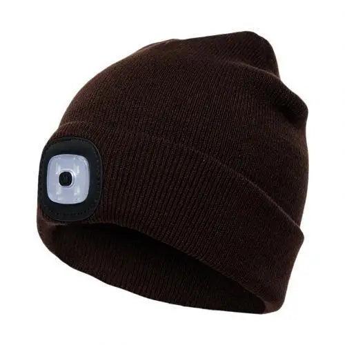 Unisex Fashion LED Light Knitted Hat For Men Women Trendy Elastic Beanie Cap Headlamp Winter Knit Lighted Headlight Headlamp Cap