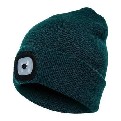Unisex Fashion LED Light Knitted Hat For Men Women Trendy Elastic Beanie Cap Headlamp Winter Knit Lighted Headlight Headlamp Cap