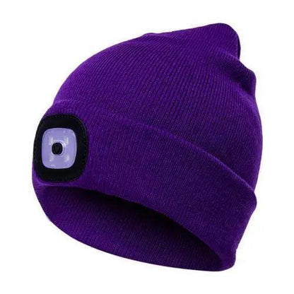 Unisex Fashion LED Light Knitted Hat For Men Women Trendy Elastic Beanie Cap Headlamp Winter Knit Lighted Headlight Headlamp Cap