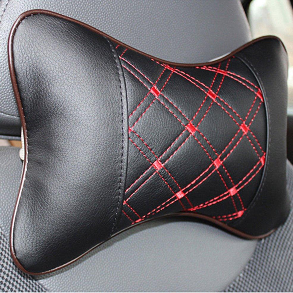 Universal Car Neck Pillows PVC Leather Breathable Mesh Auto Car Neck Rest Headrest Cushion Headrest Pillow Pillow Neck Pillows PU &amp; Cloth Excellent Durability Auto Safety Car Headrest Breathe Seat Head Neck Rest Pillow Universal Fit For All Vehicles