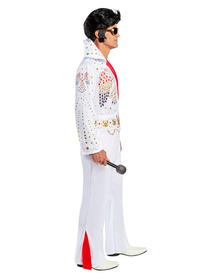Aloha Deluxe Elvis White Jumpsuit Adult Costume