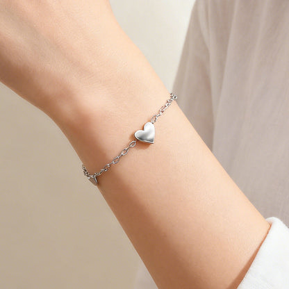 Titanium Steel Heart Necklace &amp; Bracelet Set