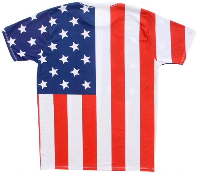 USA American Flag Sublimation Adult White T-Shirt