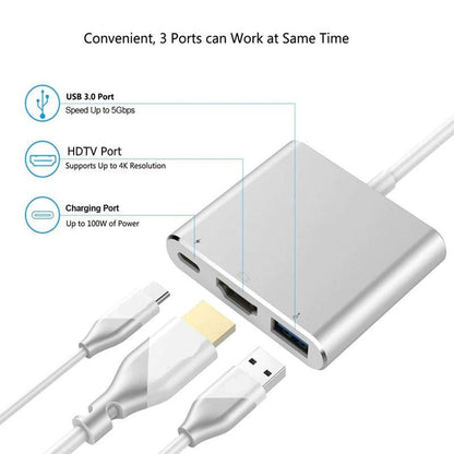 USB C to HDMI 4K VGA Adapter Compatible VGA USB C 3.0 Hub Adapter Charging Power PD Port Compatible For TV Laptop Projector