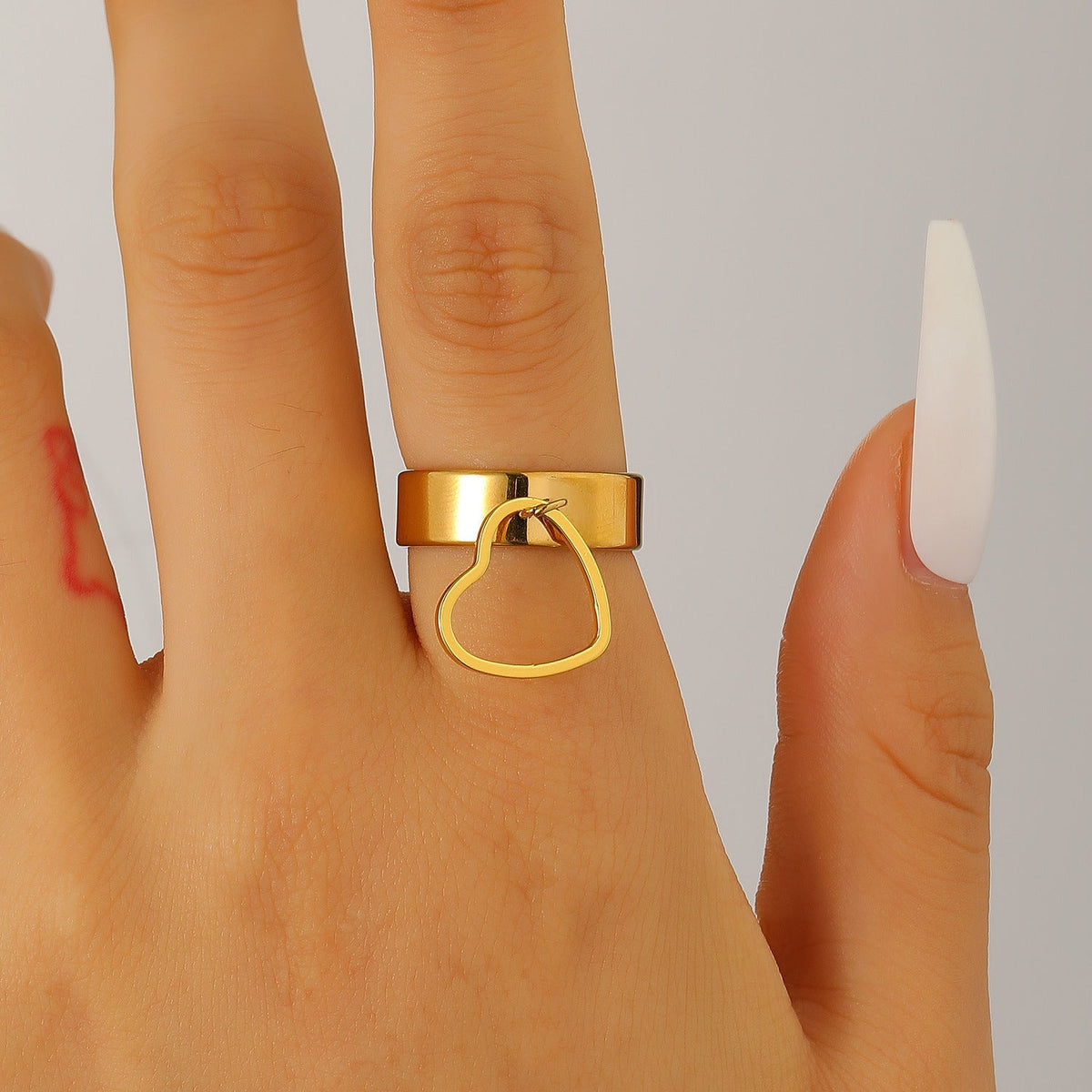 Stainless Steel Heart Ear Cuff &amp; Ring Set
