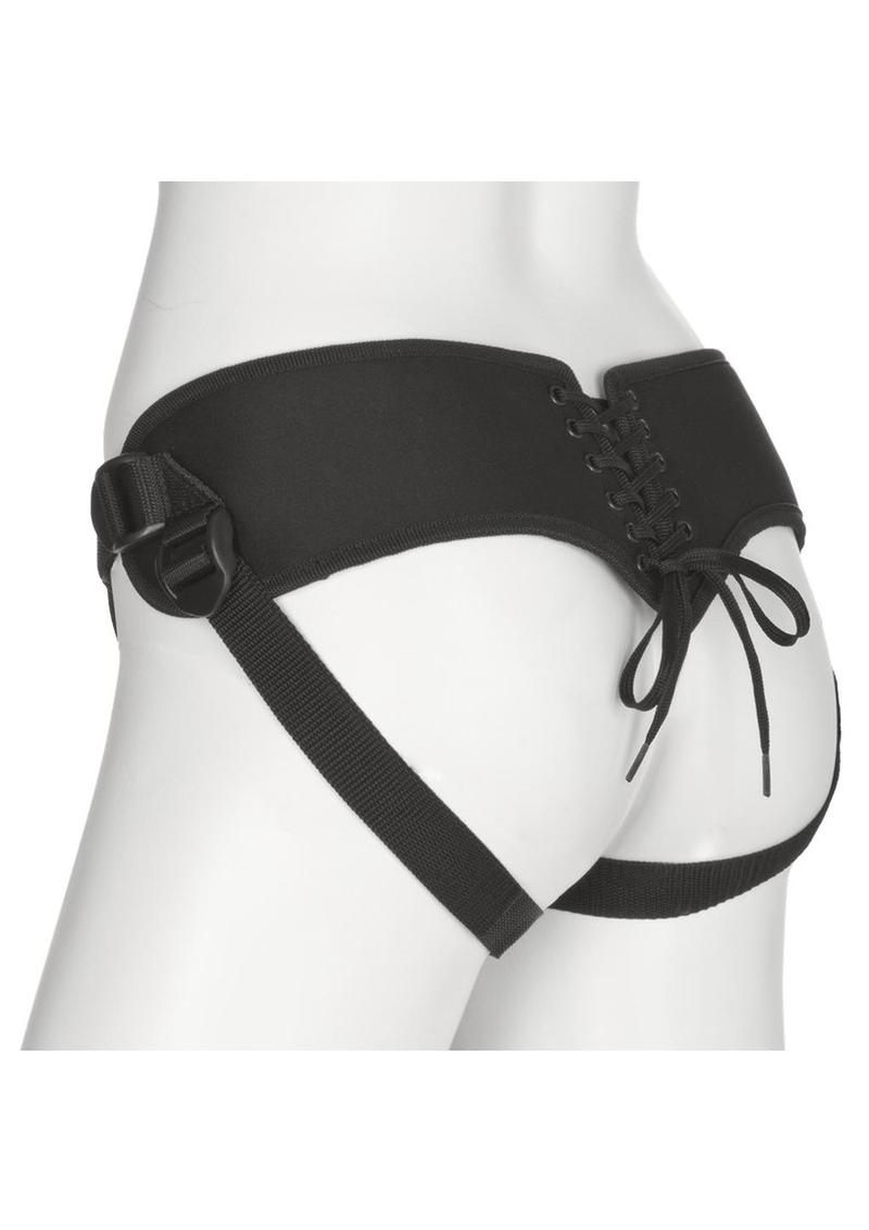 Vac-U-Lock Platinum Corset Harness with Plug - Black
