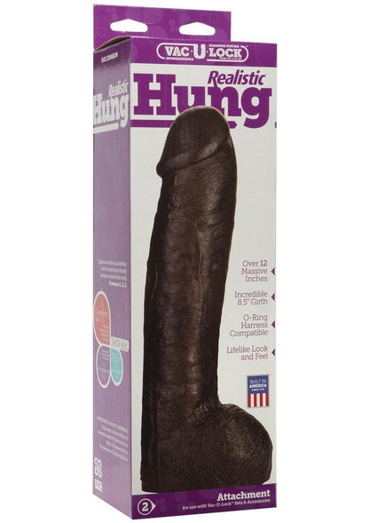 Vac-U-Lock Realistic Hung Dildo 12 Inch O-Ring Compatible
