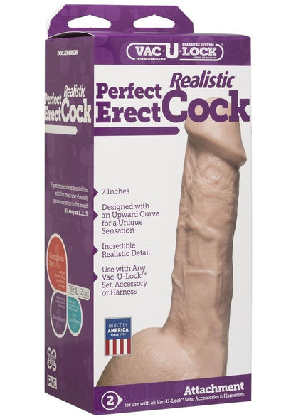 Vac-U-Lock Realistic Perfect Erect Cock 7 Inch Upward Curve