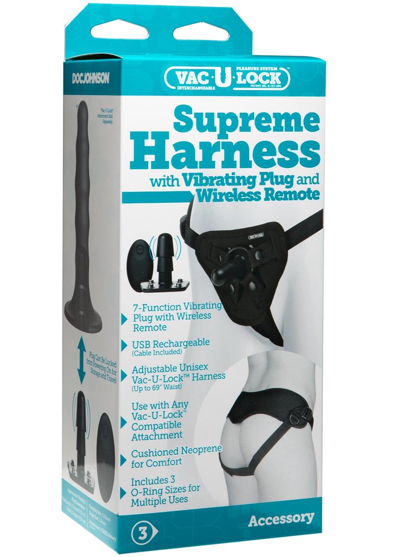 Vac-U-Lock Supreme Harness with Vibrating Plug and Wireless Remote