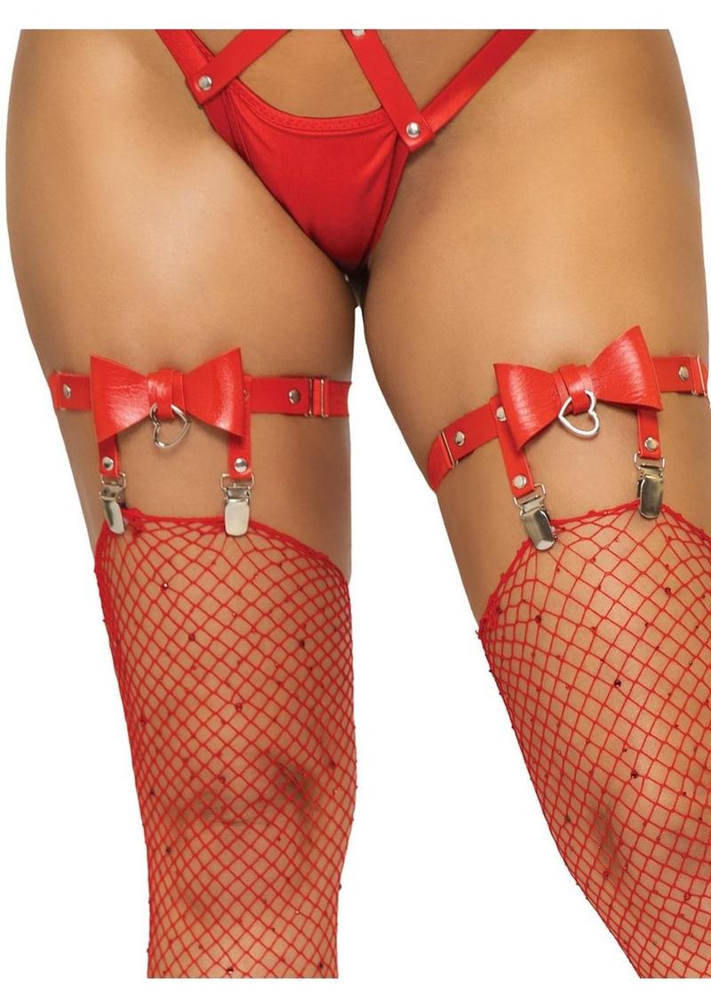 Vegan Leather Thigh High Bow Garter