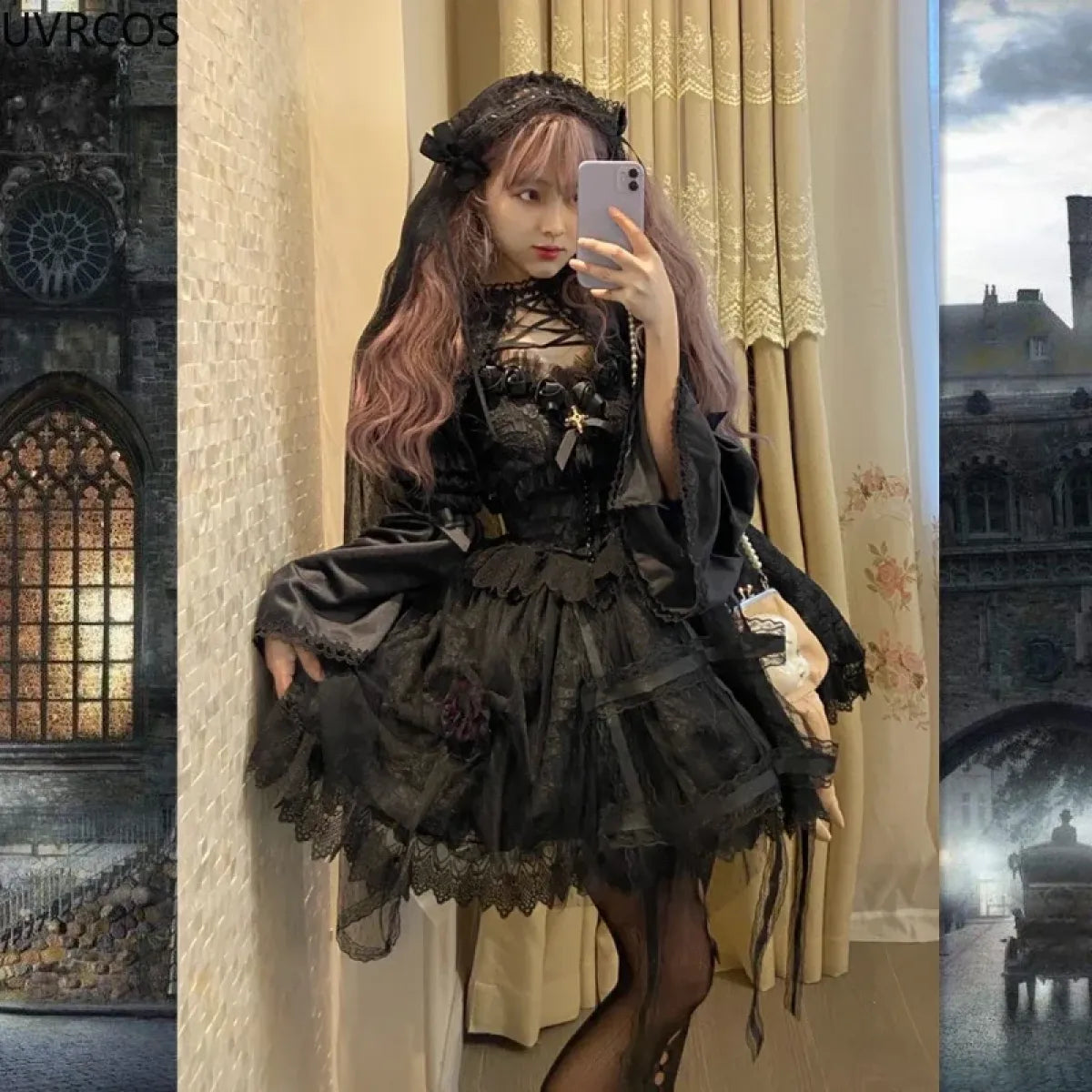 Victorian Gothic Lolita Dress - Sweet Lace &amp; Rose Detail