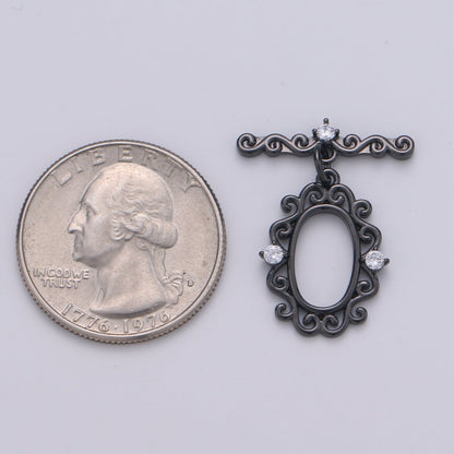Victorian Style Gold Toggle Clasp, Rose Gold , Black, Silver Bee Clasps Fancy Design OT Clasp Jewelry Supply for Bracelet Necklace Component L-100~L-103