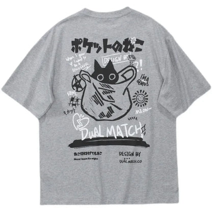 Cute Anime Cat T-Shirt – Vintage Aesthetic Harajuku Kawaii Top
