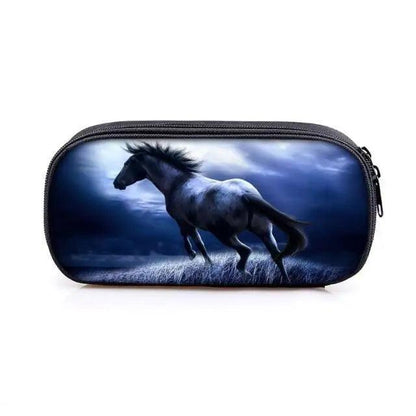 Vintage Cartoon Print Students Pencil Case Classic Theme Makeup Cosmetic Bags Elegant Stationery Pouch