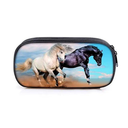 Vintage Cartoon Print Students Pencil Case Classic Theme Makeup Cosmetic Bags Elegant Stationery Pouch