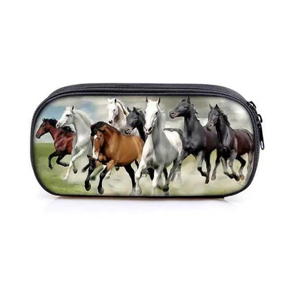 Vintage Cartoon Print Students Pencil Case Classic Theme Makeup Cosmetic Bags Elegant Stationery Pouch