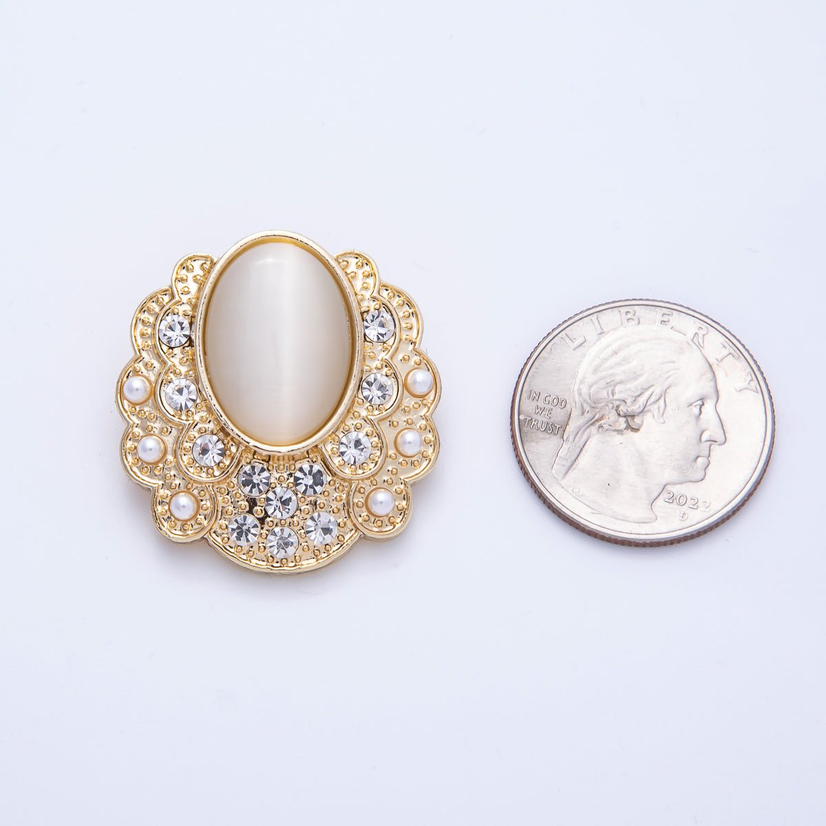 Vintage Gold Cat Eye Rhinestone Geometric Pin Brooch | BH-076