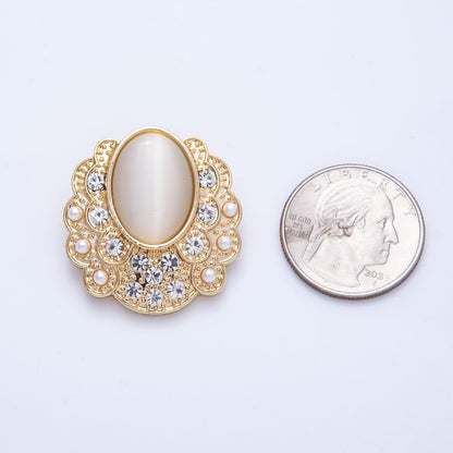 Vintage Gold Cat Eye Rhinestone Geometric Pin Brooch | BH-076