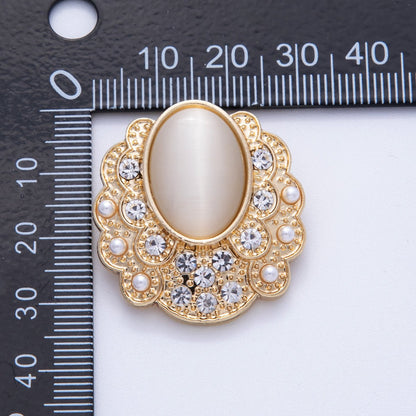 Vintage Gold Cat Eye Rhinestone Geometric Pin Brooch | BH-076