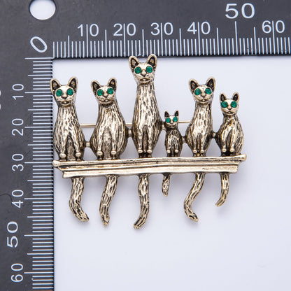 Vintage Gold Cat Kitten Pet Animal Pin Brooch | BH-063