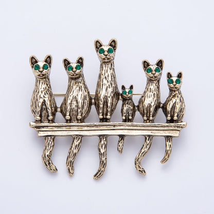 Vintage Gold Cat Kitten Pet Animal Pin Brooch | BH-063